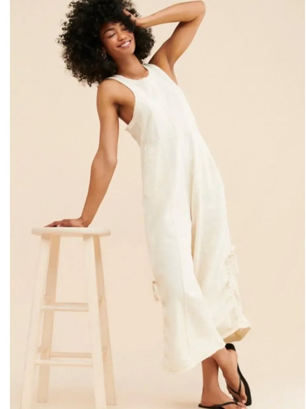 Daily Practice by Anthropologie Cream Horizon Wide Leg Jumpsuit Size Large